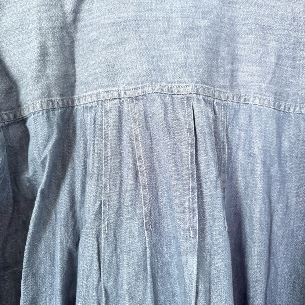 LOFT Denim Pleated Button Front Shirt Dress Size M - Picture 9 of 12